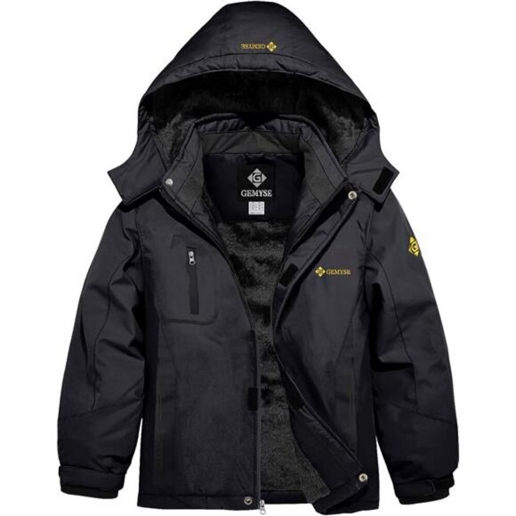 Boy's Waterproof Ski Snow Jacket Fleece Windproof Winter Jacket with Hood - Picture 1 of 7
